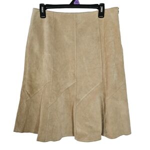 Vintage Chadwick's 100% Suede Leather A-Line Skirt Beige Tan Size 12